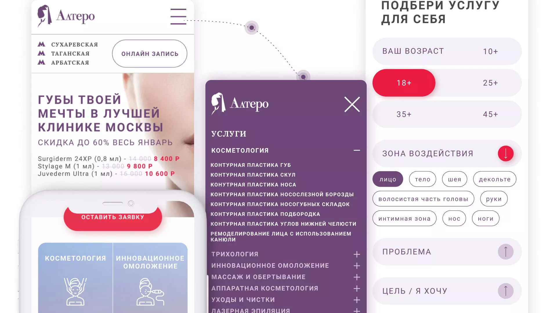 Создание сайта сети клиник эстетической косметологии «Алтеро» в Красном Куте