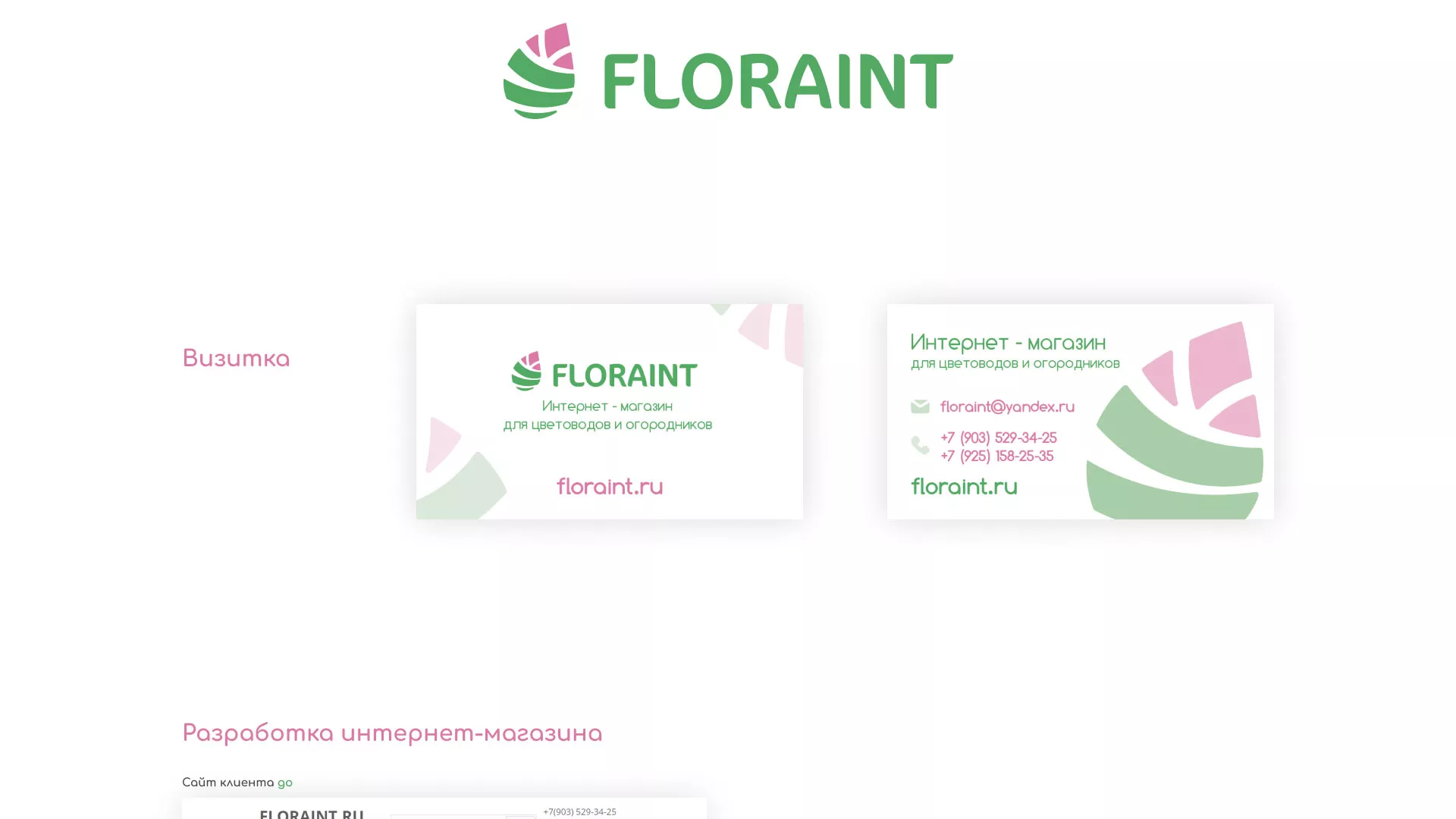 Создание логотипа и интернет-магазина «FLORAINT» в Красном Куте